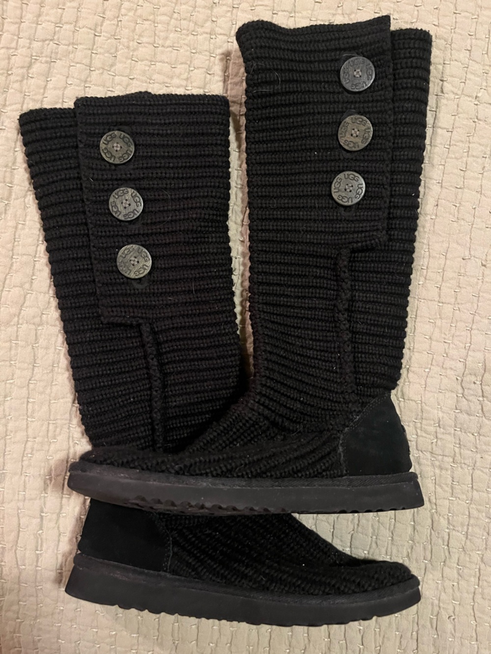 Ugg women’s black crochet boots fold over size 9